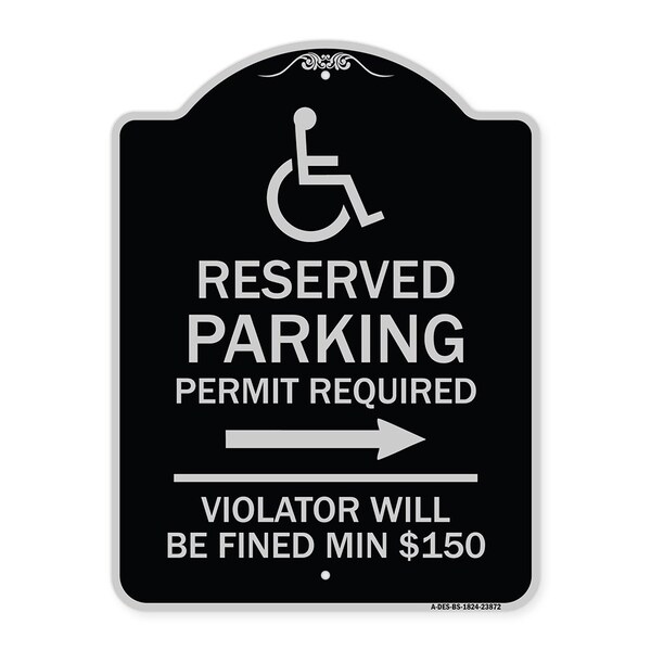 Signmission Modern Isa Connecticut Reserved Parking Permit Required Violators Fin Alum, 24" x 18", BS-1824-23872 A-DES-BS-1824-23872 - main
